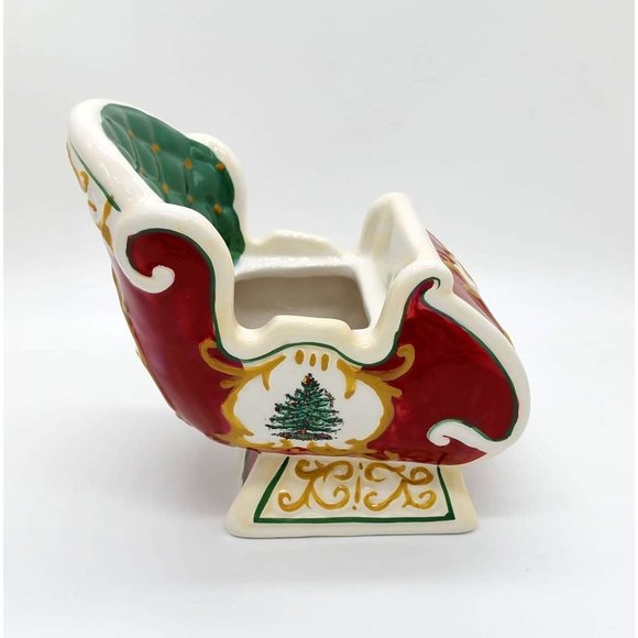 Vintage Spode Christmas Tree Santa’s Sleigh Decorative Candy Bowl & FREE Plate - Picture 3 of 16